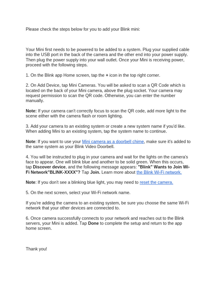 Please Check the Steps Below for You to Add Your Blink Mini | PDF