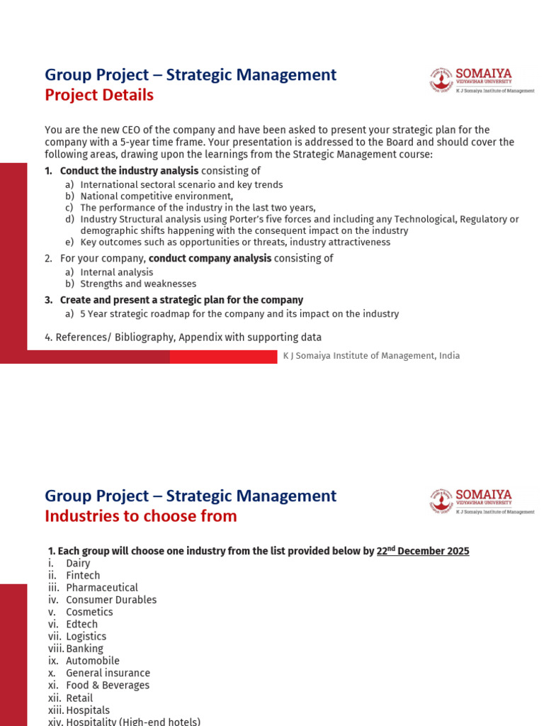 Group Project and Presentation - Strategic Management - Div-10 - Batch ...