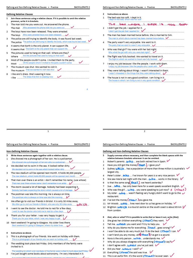 Relative Clauses (With KEY) | PDF