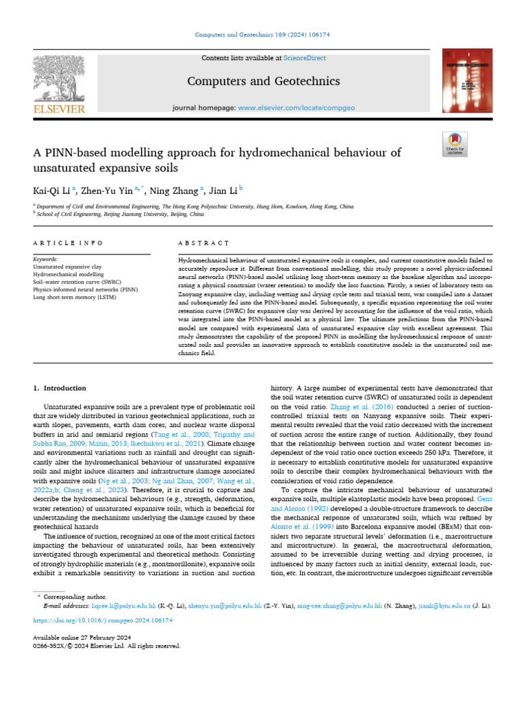 A PINN-based Modelling Approach for Hydromechanical Behaviour of ...