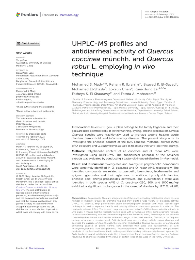 Mady - UHPLC-MS Profiles Q. Robur | PDF | Polyphenol | Oak