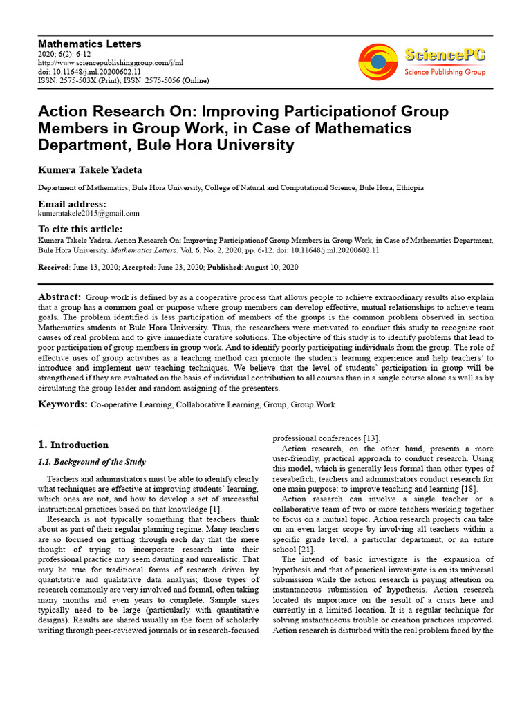 Action Research On Improving Participationof Group | PDF | Learning ...