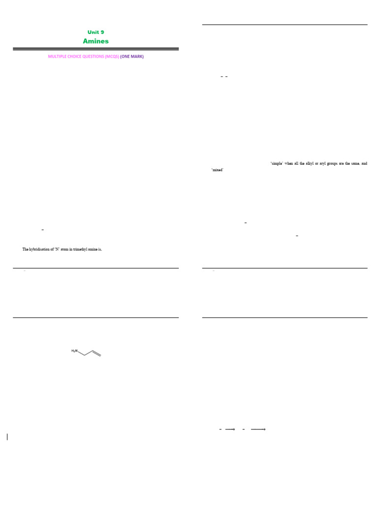 9 Amines | PDF | Amine | Chemical Reactions