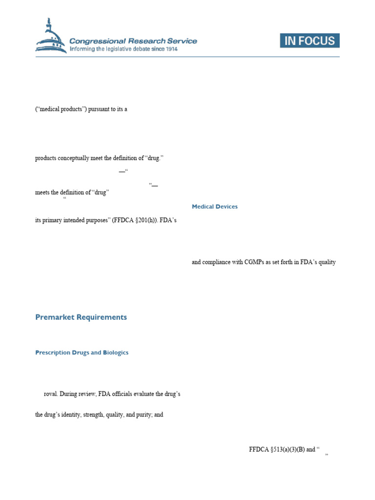 Medical Product Regulation - Drugs, Biologics, and Devices | PDF ...