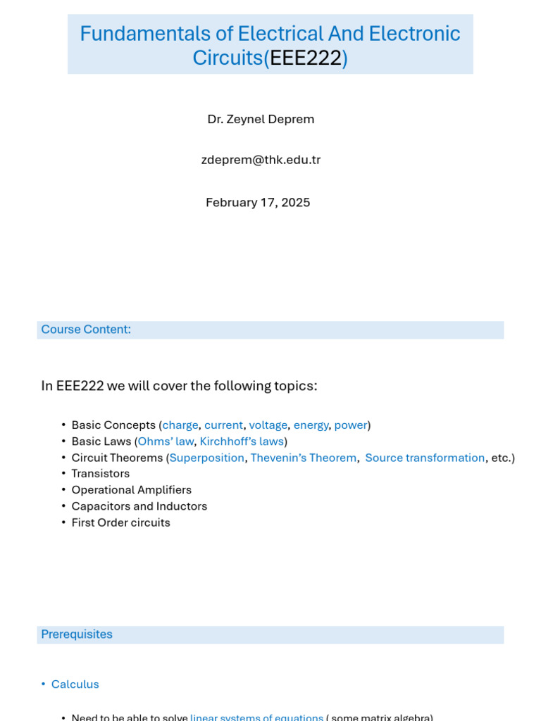 EEE222 Course Information | PDF