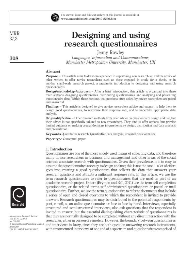 Designing and Using Research Questions | PDF | Sampling (Statistics ...