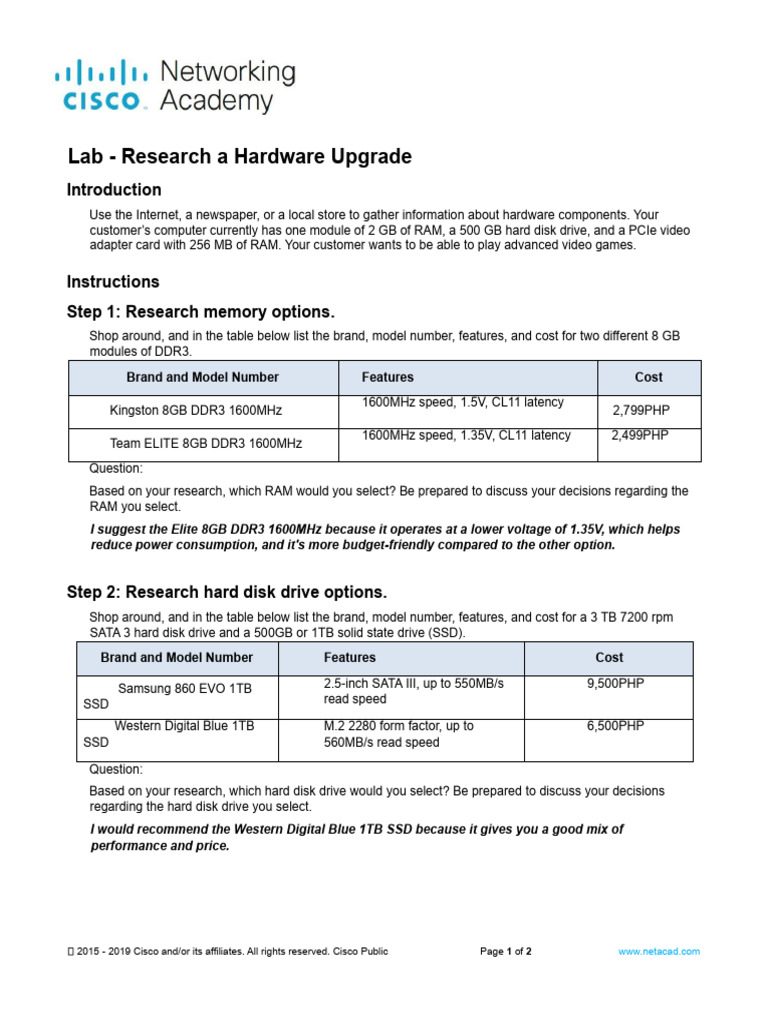 Research a Hardware Upgrade-2 | PDF | Solid State Drive | Random Access ...