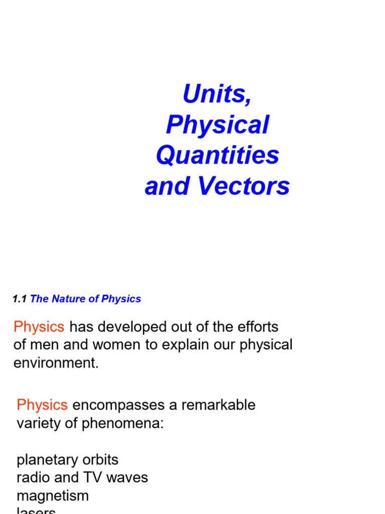 Units, Physical Quantities and Vectors | PDF | Euclidean Vector ...
