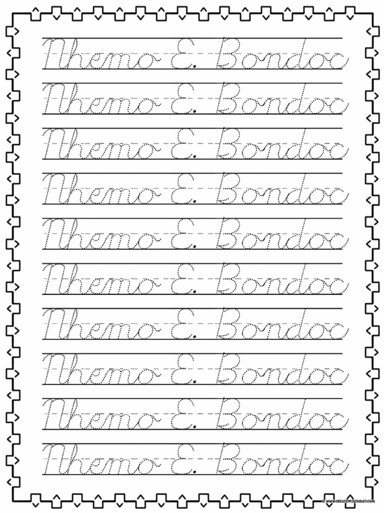CreatePrintables.com-Cursive Name Tracing Worksheet-Nhemo | PDF
