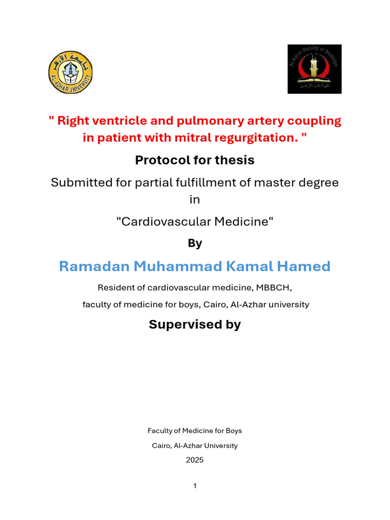 Right Ventricle and Pulmonary Artery Coupling in Patient With Mitral ...