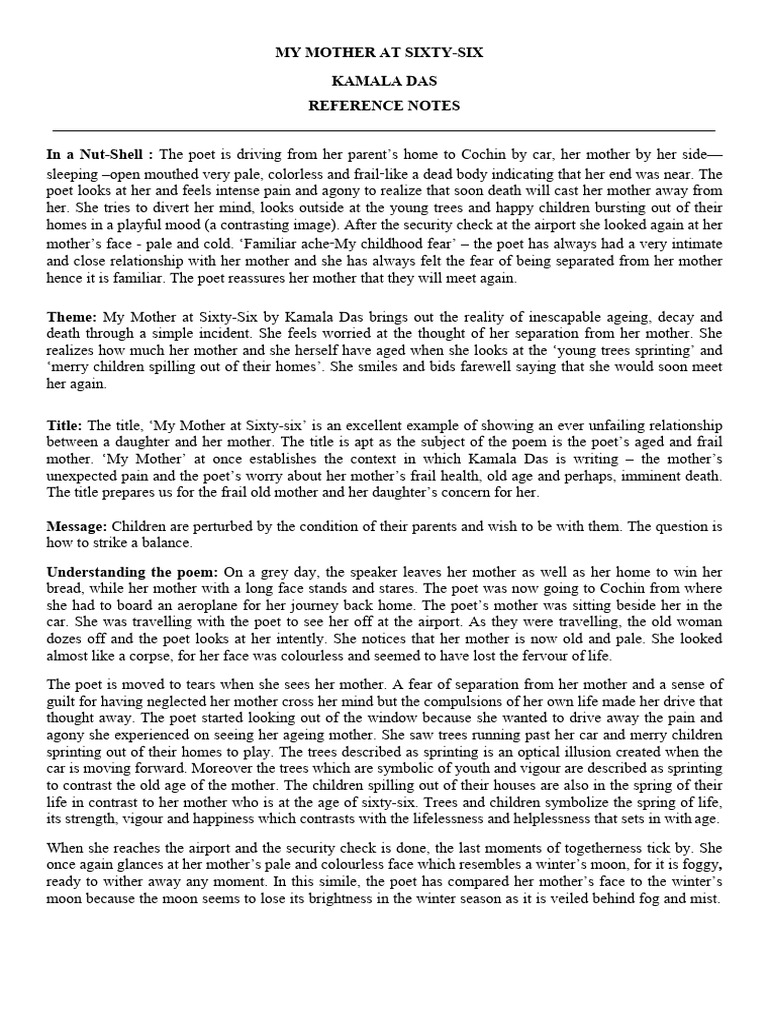 _my Mother at Sixty-six_reference Notes | PDF | Psychology