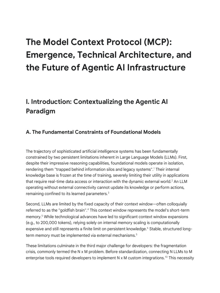 The Model Context Protocol MCPEmergence Technical Architectureandthe ...