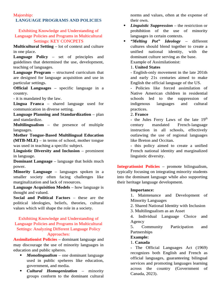 Language Programs and Policies | PDF | Multilingualism | Multiculturalism