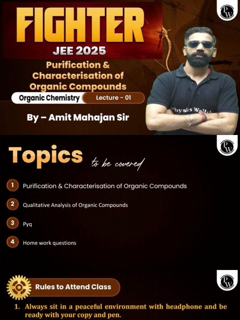 Purification and Characterisation of Organic Compounds 01 Class Notes ...