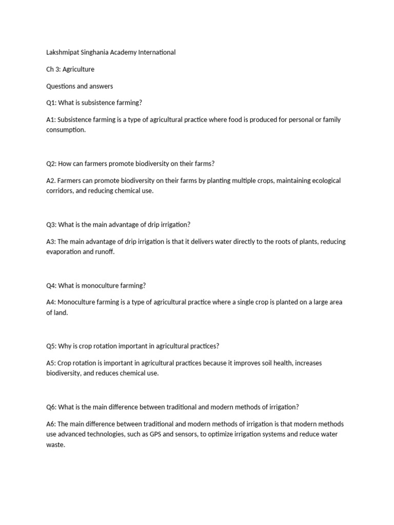Cambridge CH 3 Questions | PDF | Agriculture | Intensive Farming