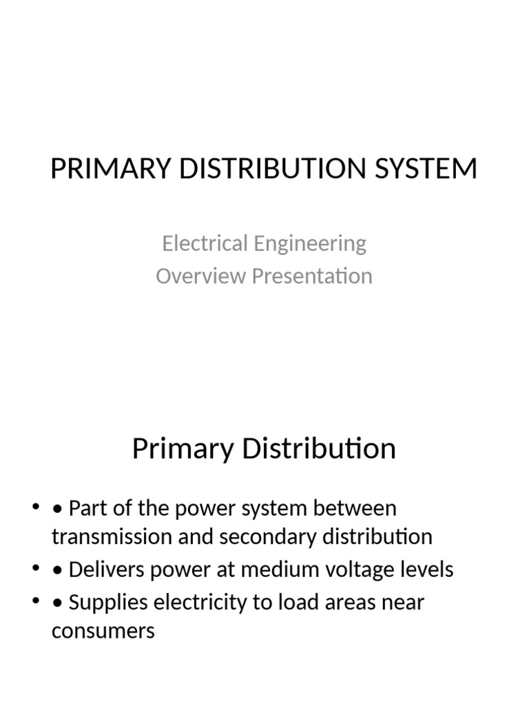 Primary Distribution System | PDF