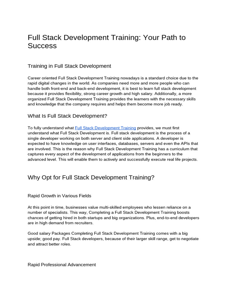 Full Stack Development Training_ Your Path to Success (1) | PDF ...
