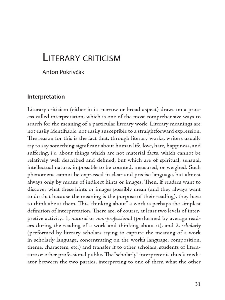Understanding Literature-Interpretation | PDF | Literary Criticism