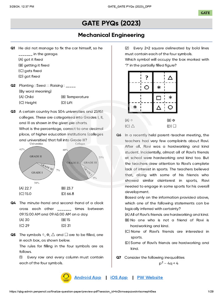 Gate Pyqs (2023) | PDF | Gases | Stress (Mechanics)