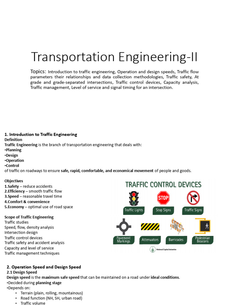 Transportation Engineering II (Lec 06) | PDF | Traffic | Road