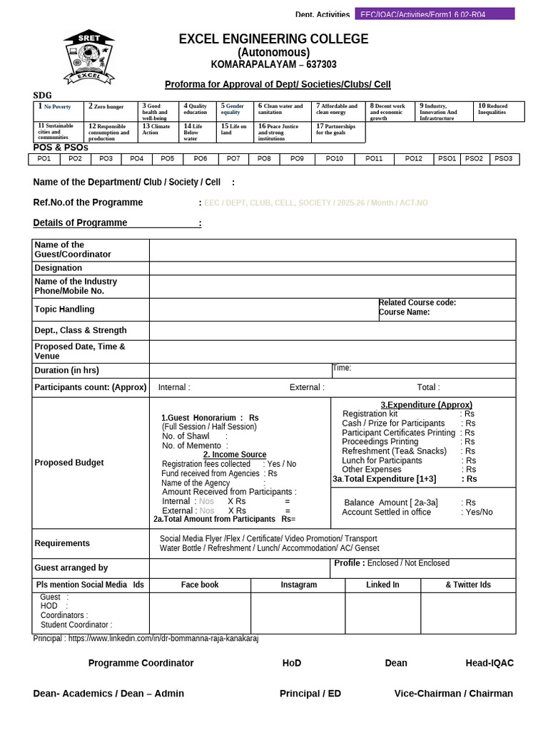 Revised Activity Form Dept, Club, Society, Cell | PDF | Economies