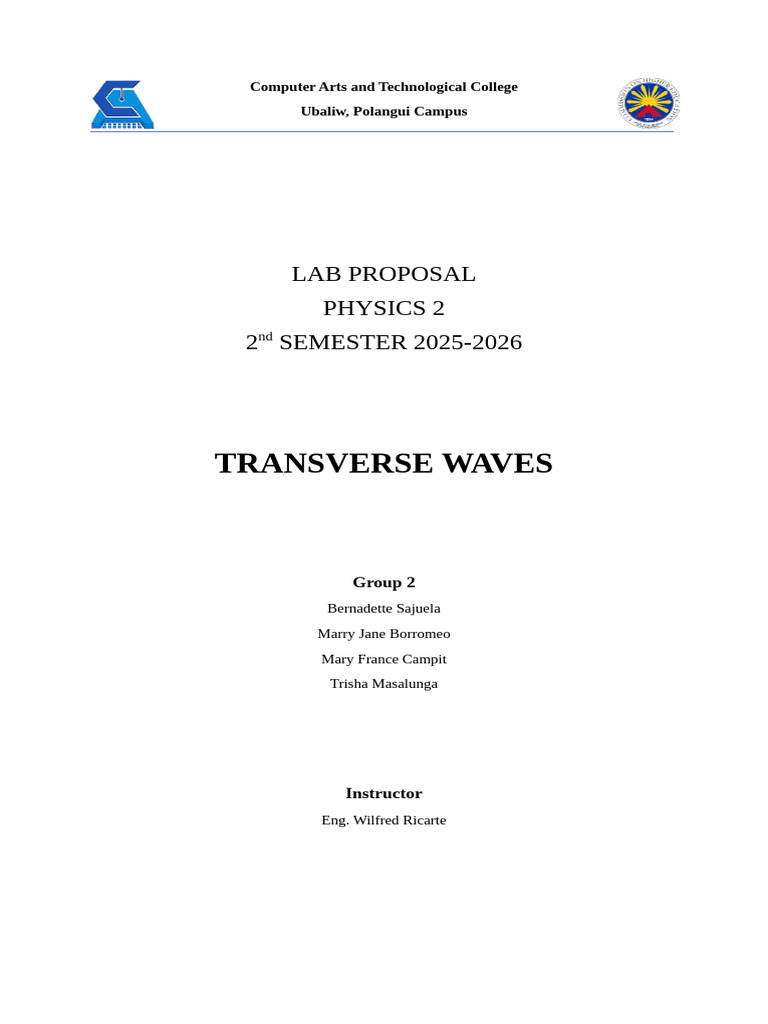 Transverse Wave Lab Proposal | PDF | Waves | Frequency
