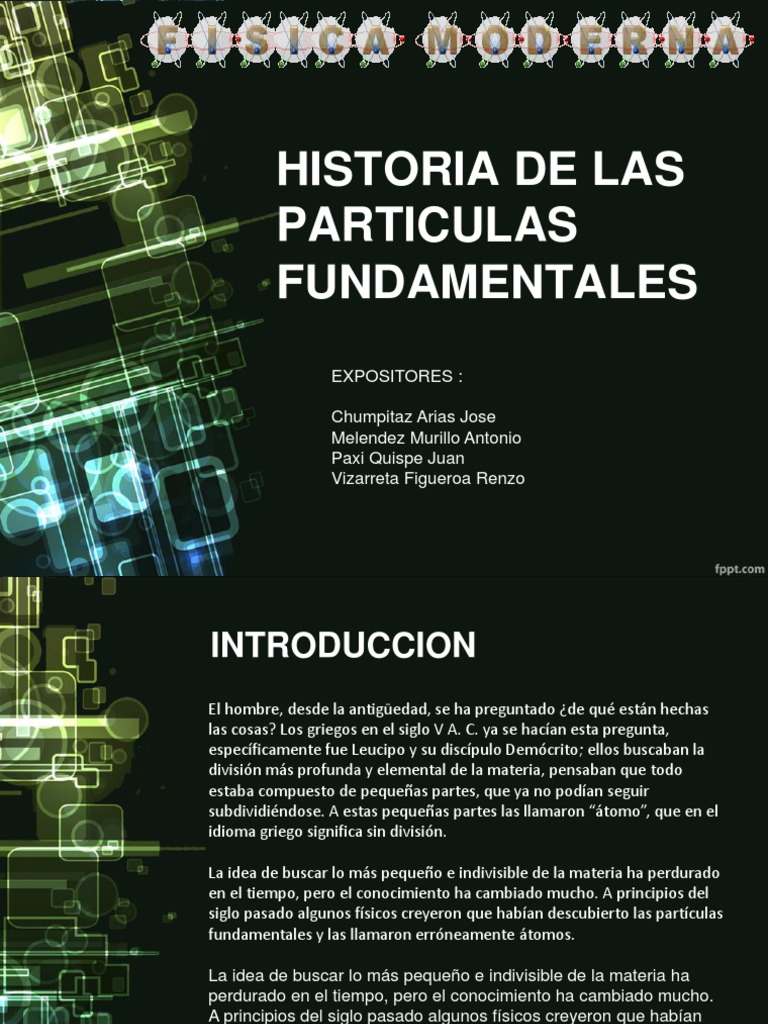 Historia de las particulas fundamentales Cuarc