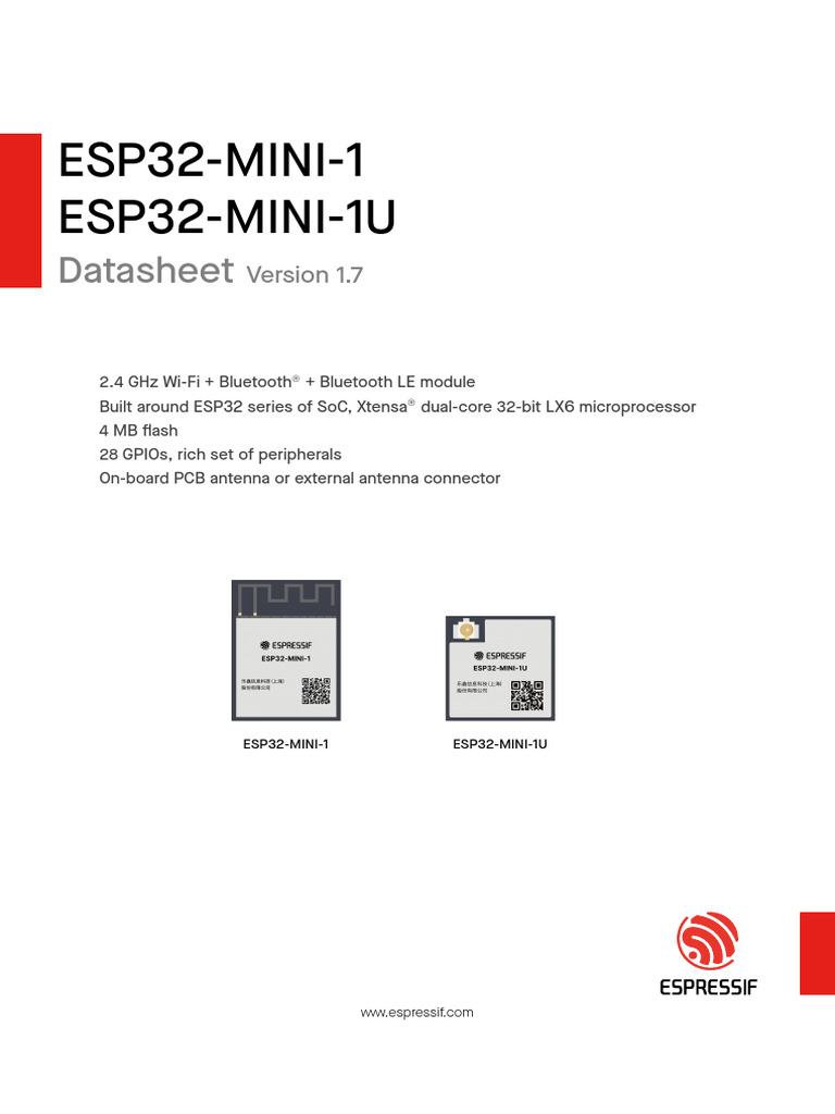 Esp32 Mini 1 Datasheet en | PDF | Microcontroller | Bluetooth