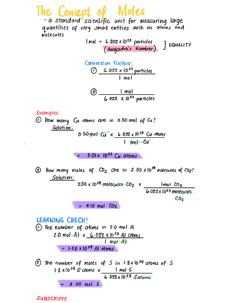 The Concept of Moles (Sample Conversions) | PDF
