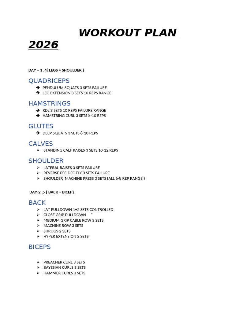 Workout Plan 2026 | PDF