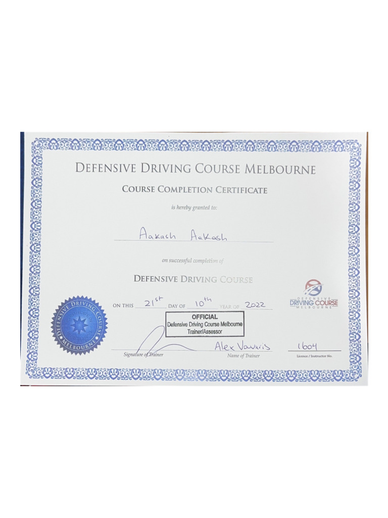 Defensive Driving Course Melbourne | PDF