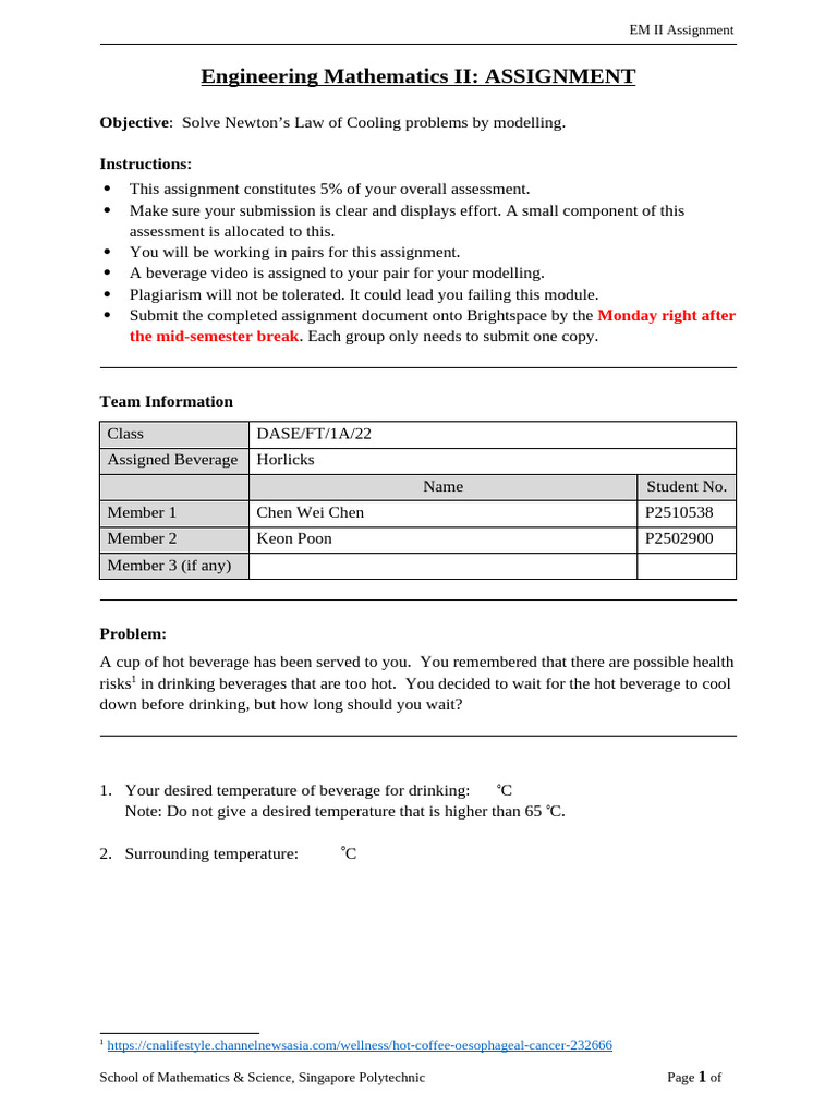 EM2 Assignment Template AY2526S2 | PDF