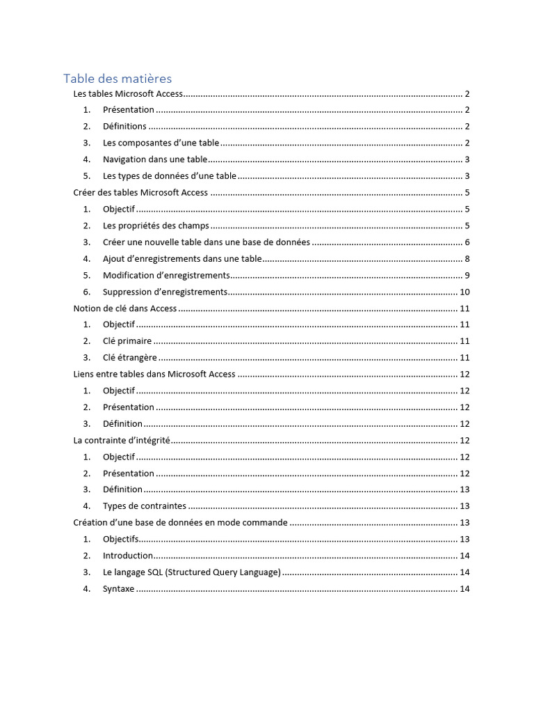 2cours Access | PDF | Bases de données | SQL