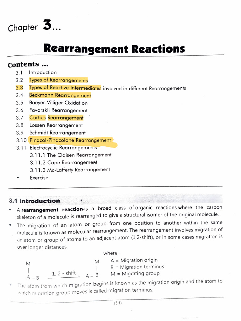 Organic Chemistry Rearrangment Reaction | PDF | Chemical Reactions ...