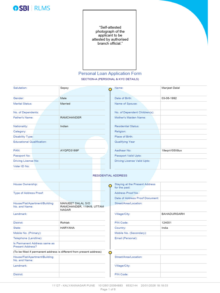 Personal Loan Application Form (PL-1) | PDF | Banks | Credit Card