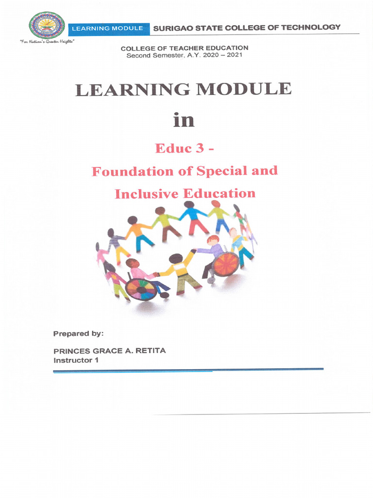 Educ 3 - Foundation of Special and Inclusive Education (MS. RETITA) | PDF