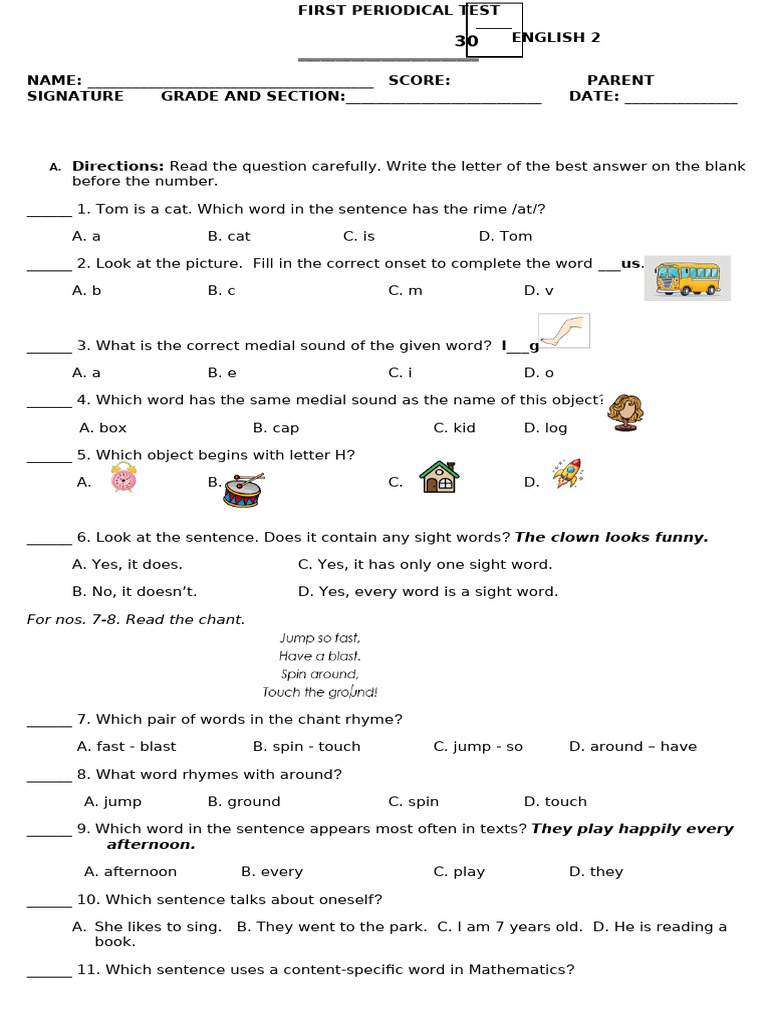 Periodic Test To Print | PDF | Syllable | Linguistics