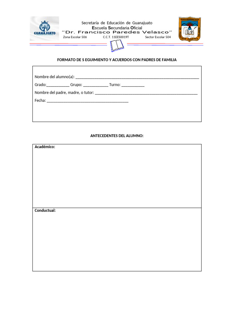 Formato de S Eguimiento y Acuerdos Con Padres de Familia | PDF