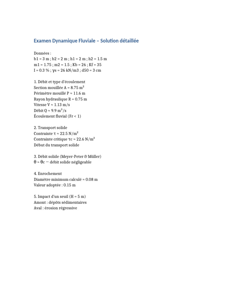 Solution Dynamique Fluviale EMG | PDF