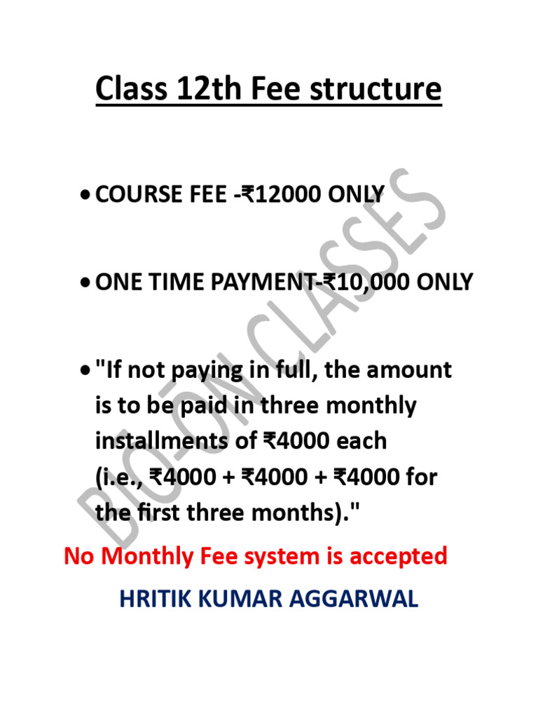 Class 12th Fee Structure | PDF