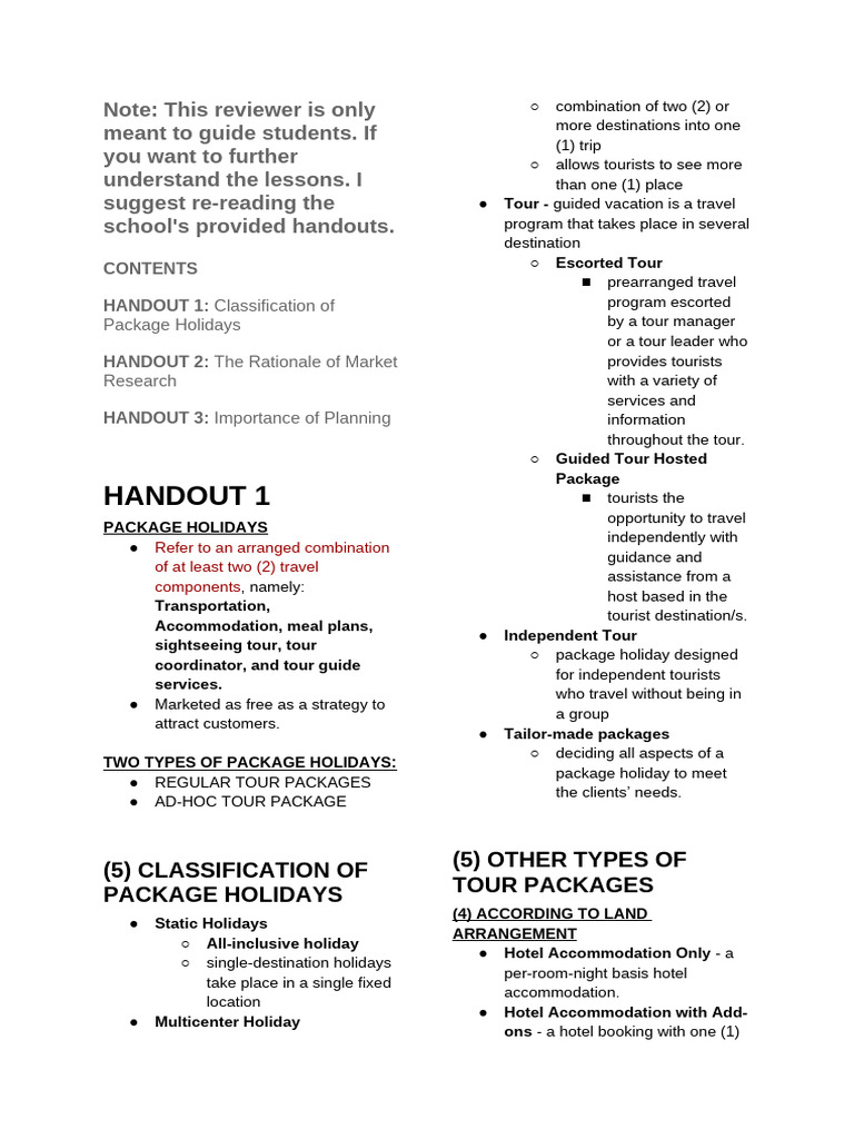 Prelims Tourism Planning Reviewer | PDF | Tourism | Marketing