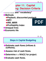 Chapter 11: Capital Budgeting: Decision Criteria