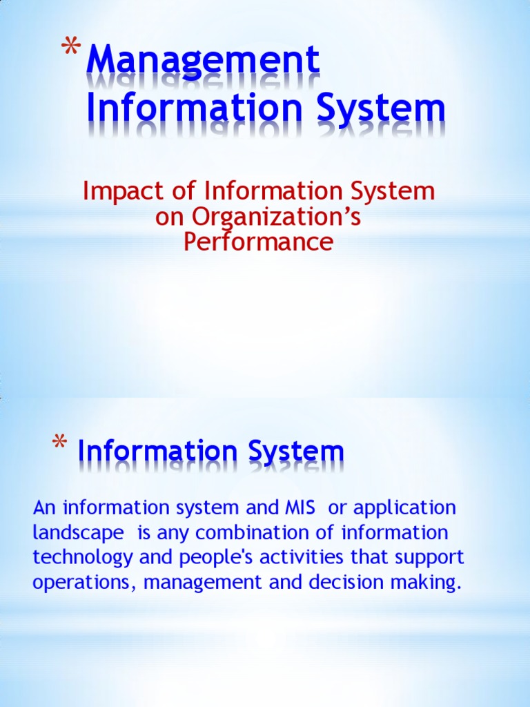 Management Information System: Impact of Information System On ...