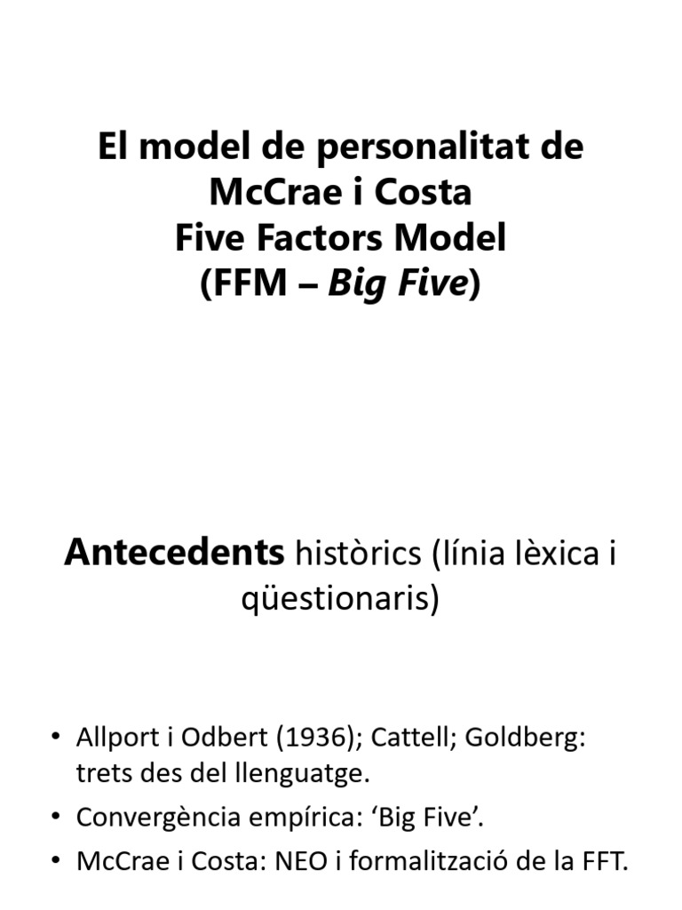 Model Mccrae Costa FFM FFT Resum 25 | PDF