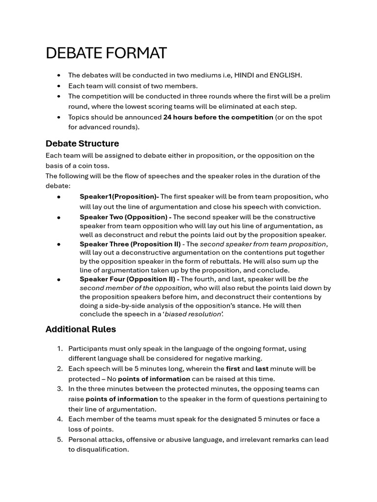 Debate Format Draft Nitp | PDF