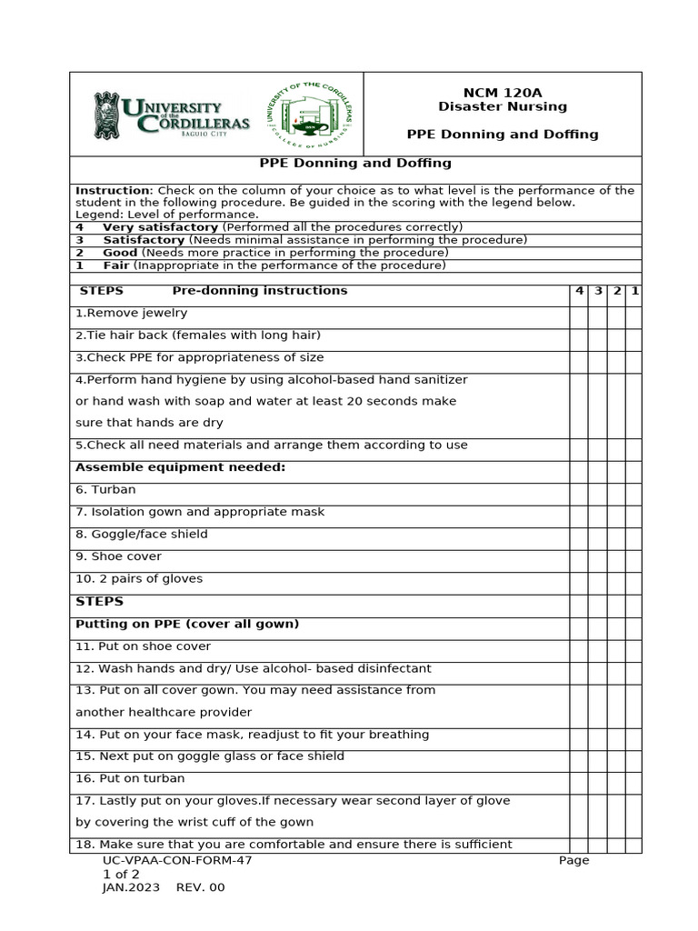 Ppe Donning and Doffing | PDF | Personal Protective Equipment