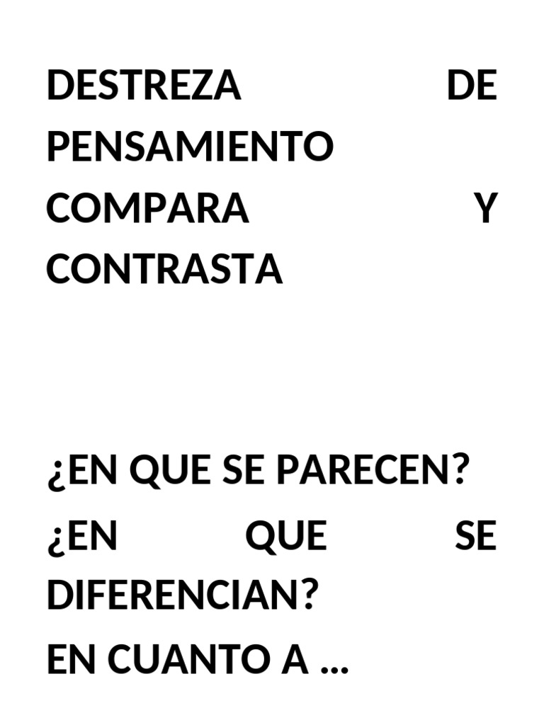 Destreza de Pensamiento Compara y Contrasta | PDF