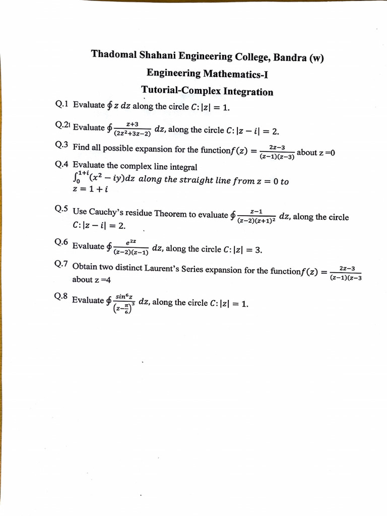 Tut Complex Integration | PDF