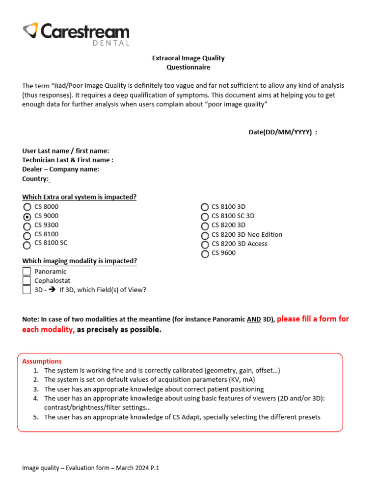 Image Quality Questionnaire v10 Filable | PDF | Signal Processing | Imaging