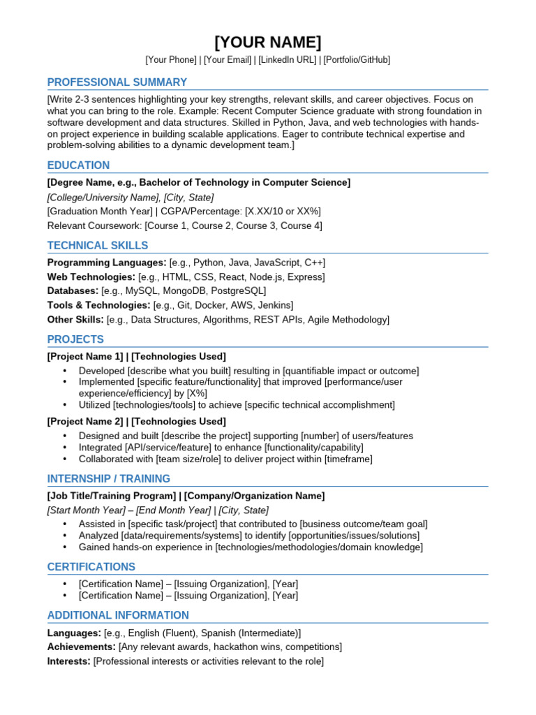 Resume Template ATS Friendly | PDF | World Wide Web | Internet & Web